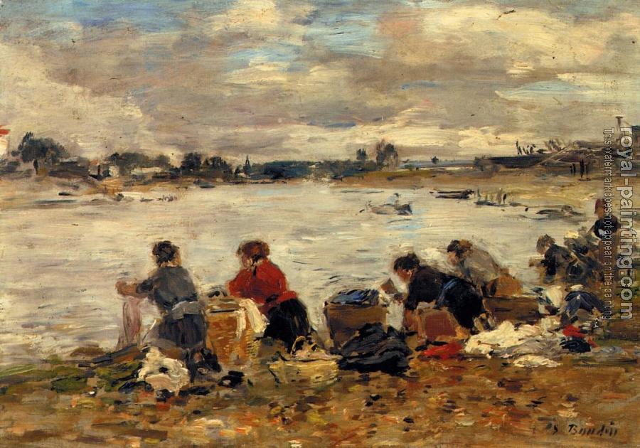 Eugene Boudin : Laundresses on the Bankes of the Touques IX